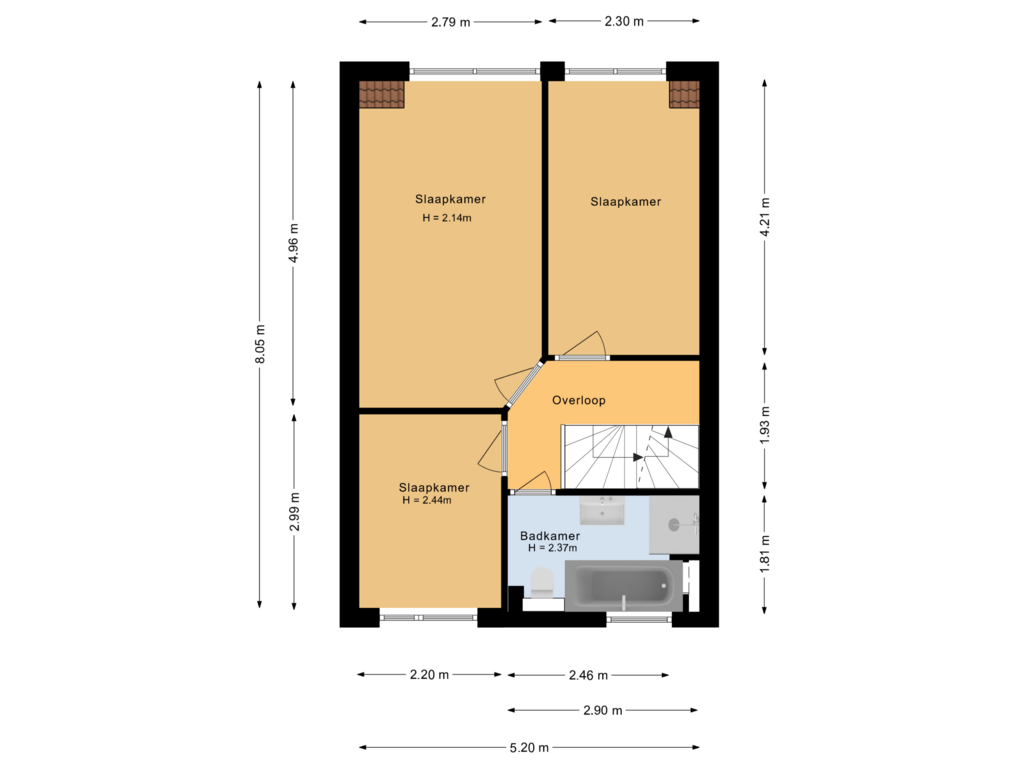 Bekijk plattegrond van Eerste verdieping van J.D. Zocherstraat 21