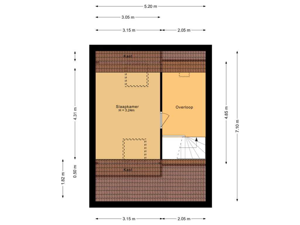 Bekijk plattegrond van Tweede verdieping van J.D. Zocherstraat 21