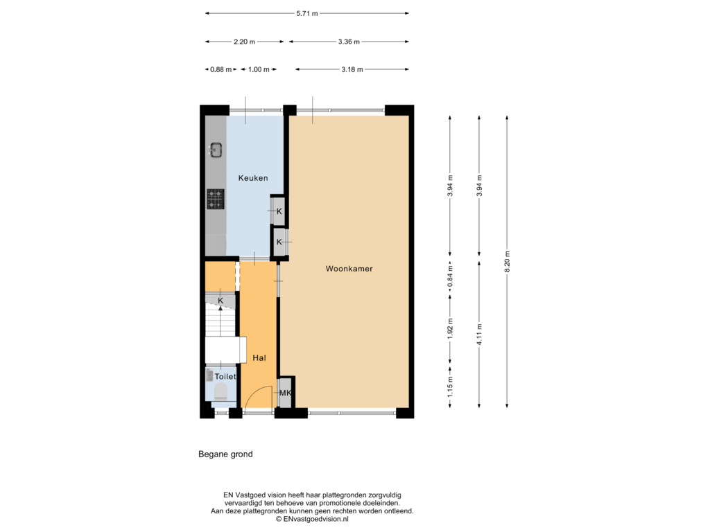 Bekijk plattegrond van Begane grond van Hendrik Schaarstraat 35