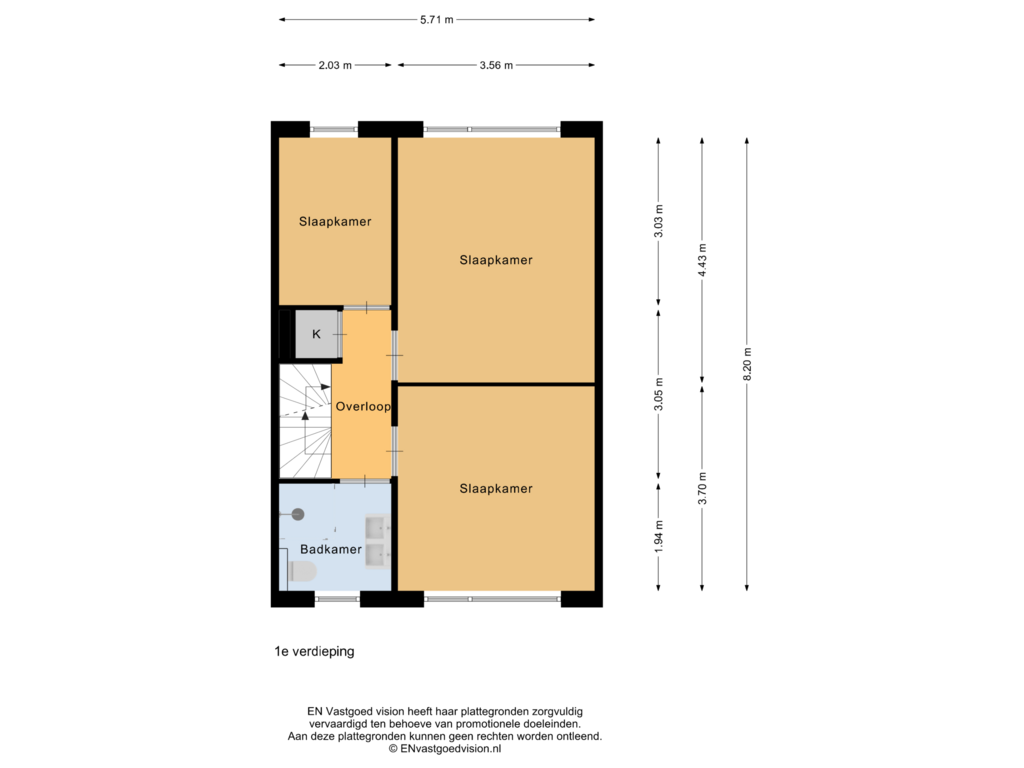 Bekijk plattegrond van 1e verdieping van Hendrik Schaarstraat 35