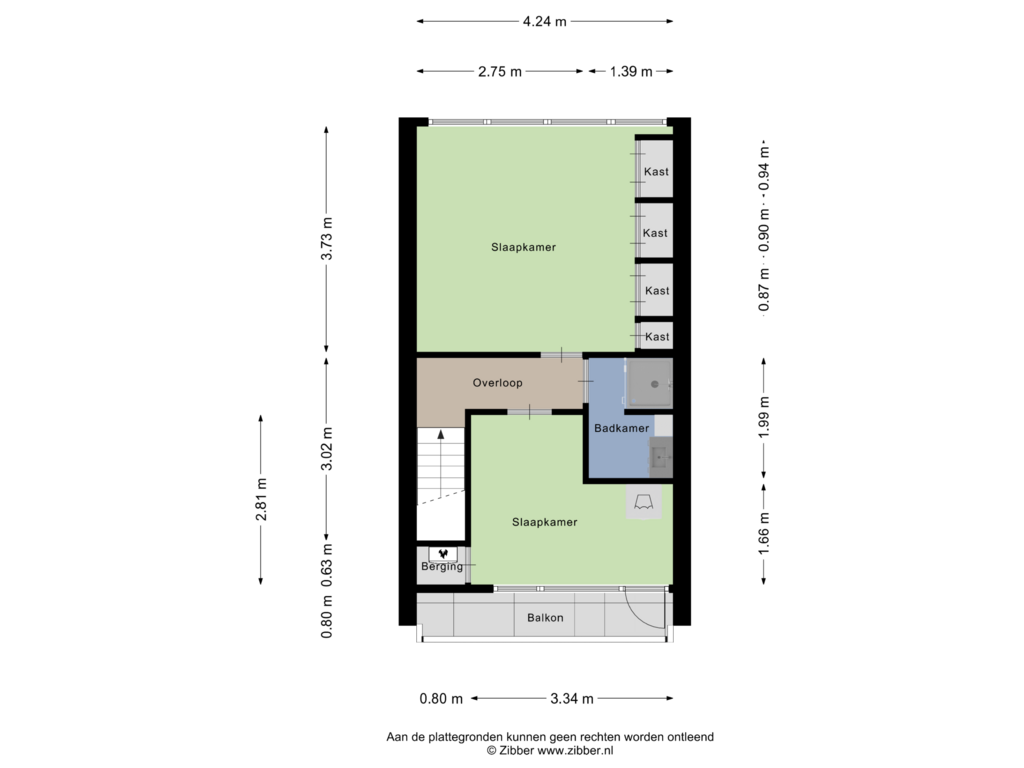 Bekijk plattegrond van Derde Verdieping van Burgemeester Aalberslaan 72-B