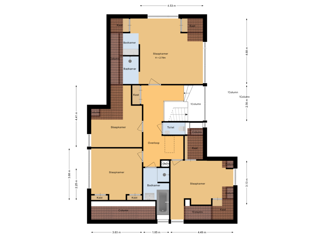 View floorplan of Eerste verdieping of Generaal Van Swietenlaan 8