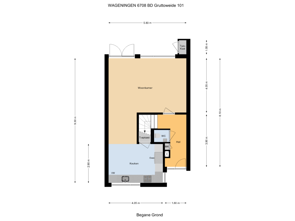 Bekijk plattegrond van Begane Grond van Gruttoweide 101