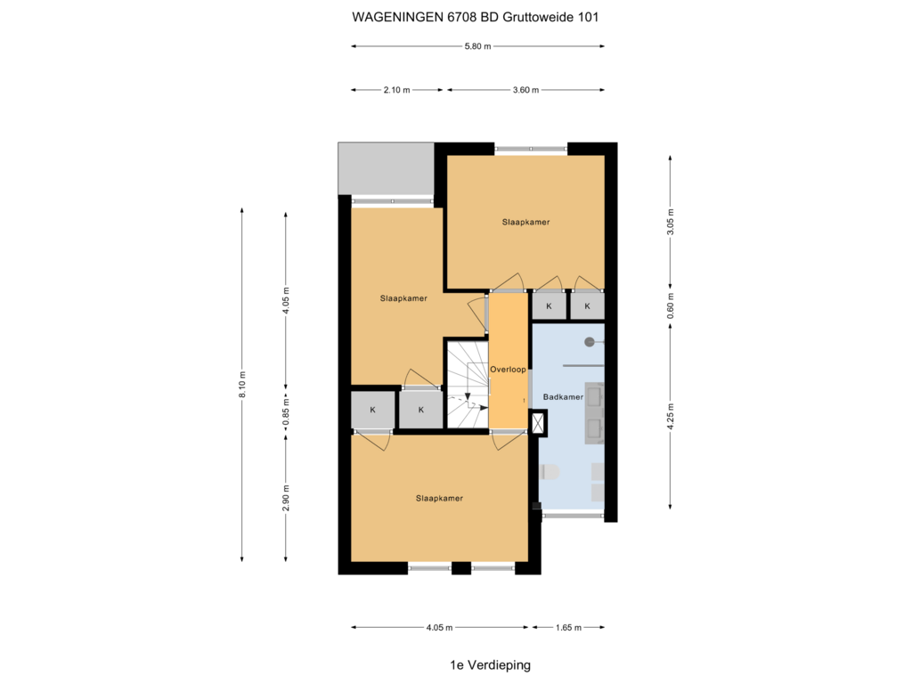 Bekijk plattegrond van 1e Verdieping van Gruttoweide 101