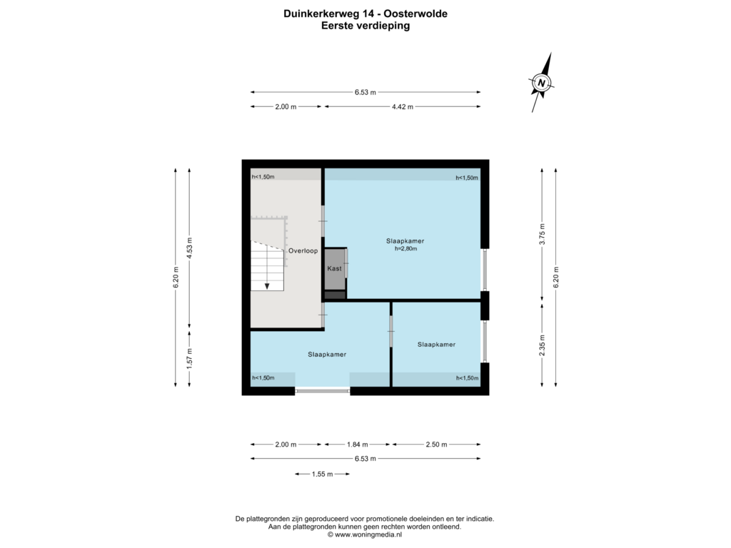 Bekijk plattegrond van Eerste verdieping van Duinkerkerweg 14