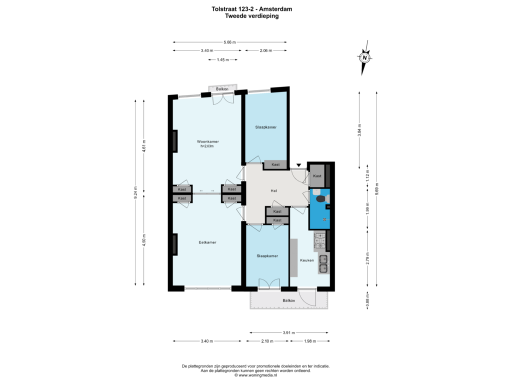 Bekijk plattegrond van 2e_verd van Tolstraat 123-2