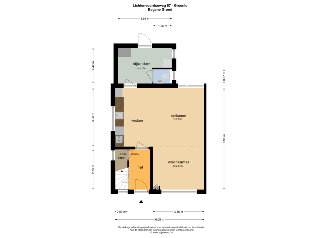 View floorplan of BEGANE GROND of Lichtenvoordseweg 67