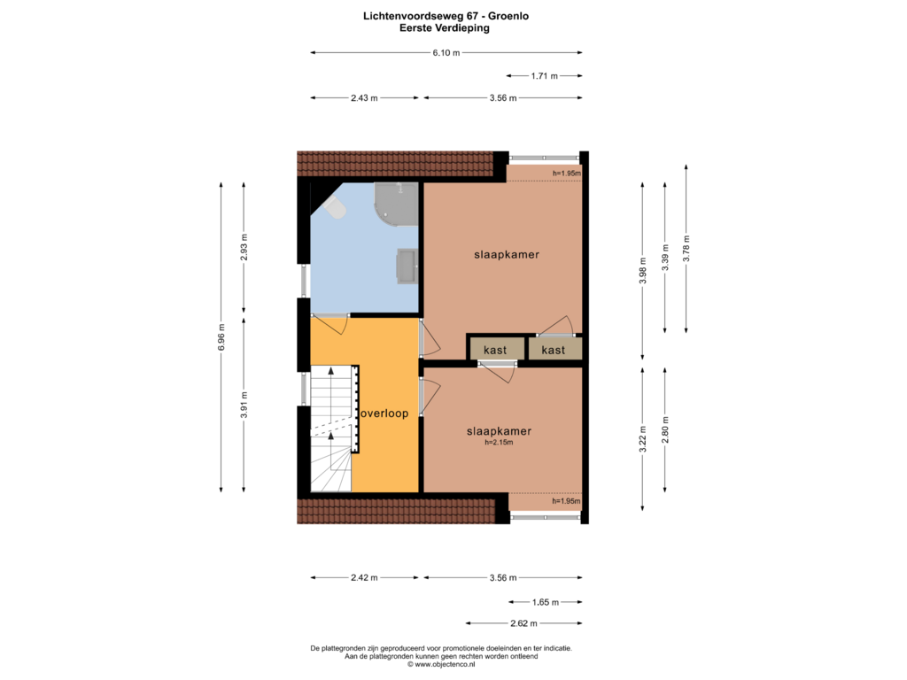 View floorplan of EERSTE VERDIEPING of Lichtenvoordseweg 67