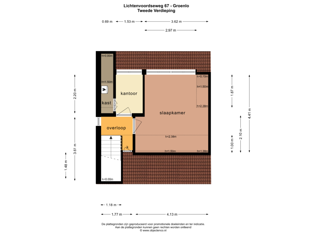 View floorplan of TWEEDE VERDIEPING of Lichtenvoordseweg 67