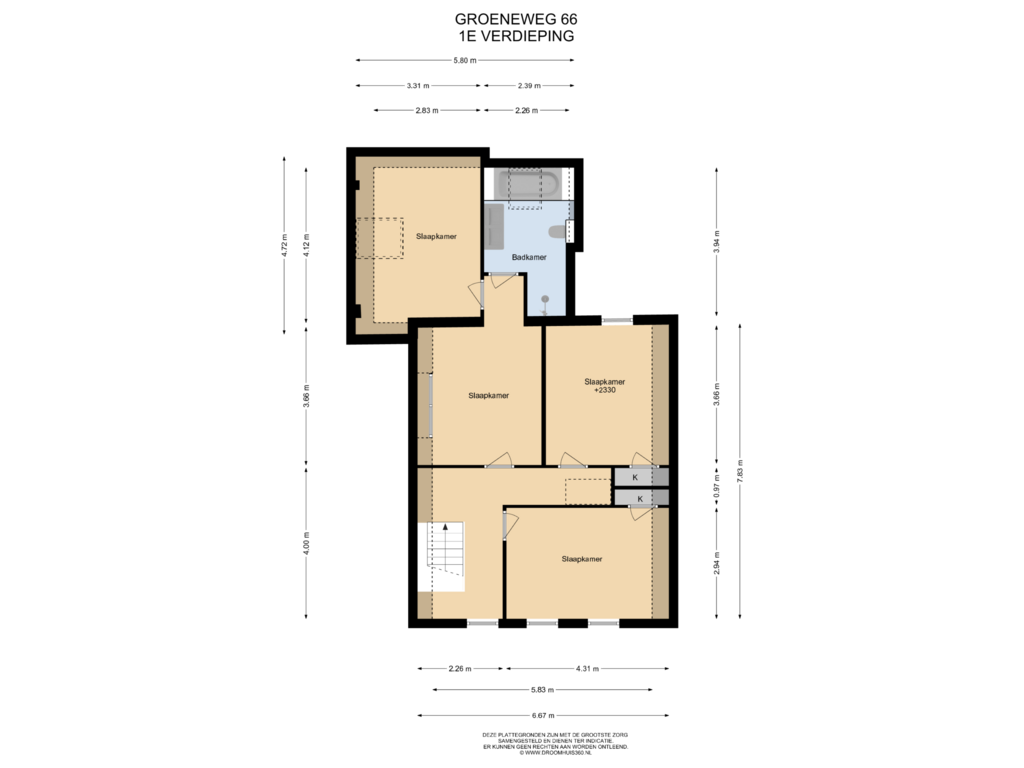 Bekijk plattegrond van 1E Verdieping van Groeneweg 66