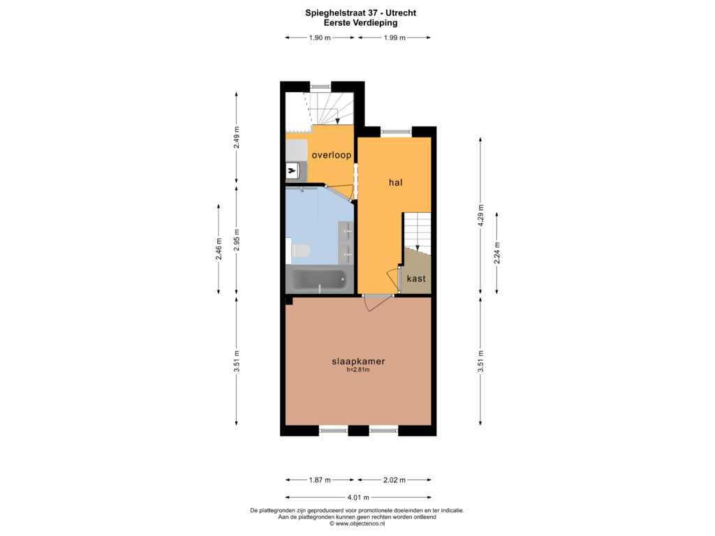 Bekijk plattegrond van EERSTE VERDIEPING van Spieghelstraat 37