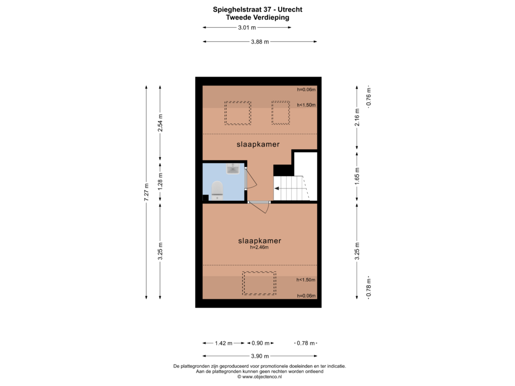 Bekijk plattegrond van TWEEDE VERDIEPING van Spieghelstraat 37