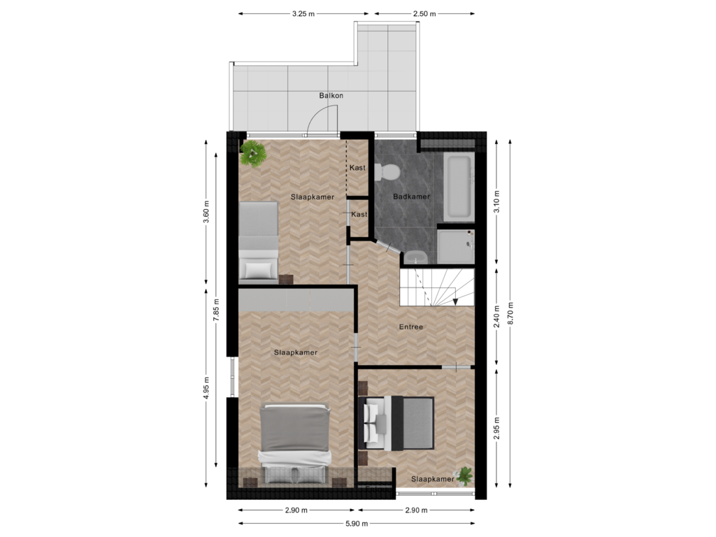 Bekijk plattegrond van Eerste Verdieping van Elsenerstraat 58