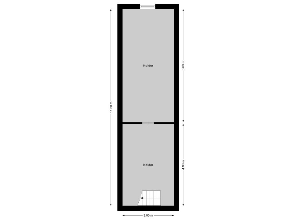 Bekijk plattegrond van Kelder onder hal van Elsenerstraat 58