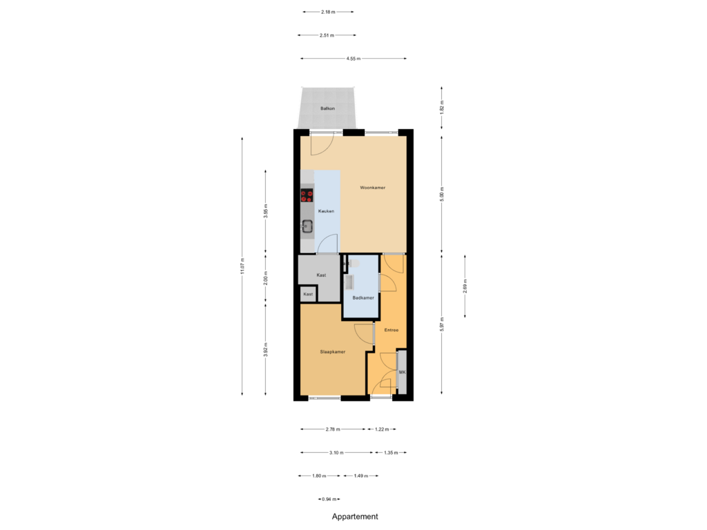 View floorplan of Appartement of Jacob Geelstraat 45