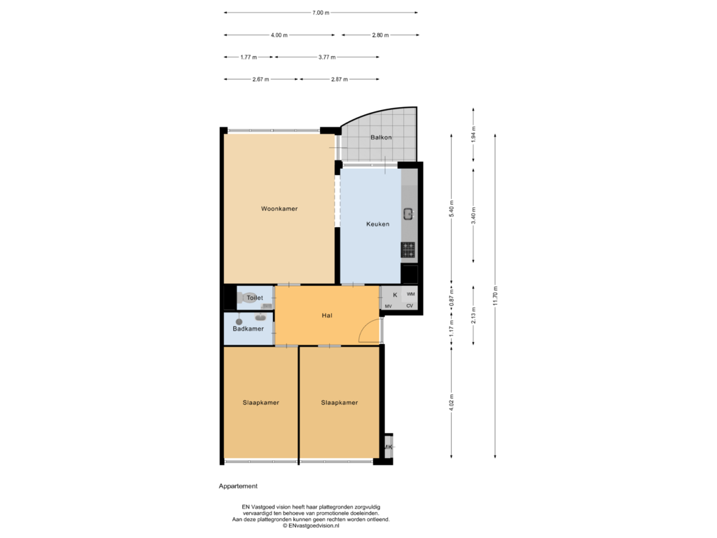 View floorplan of Appartement of Bruins Slotstraat 14