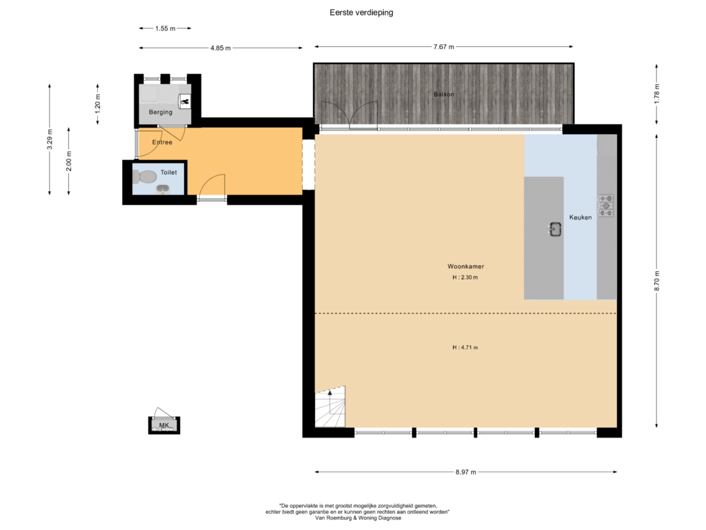 View floorplan of Eerste verdieping of Tweede Oosterparkstraat 209-B