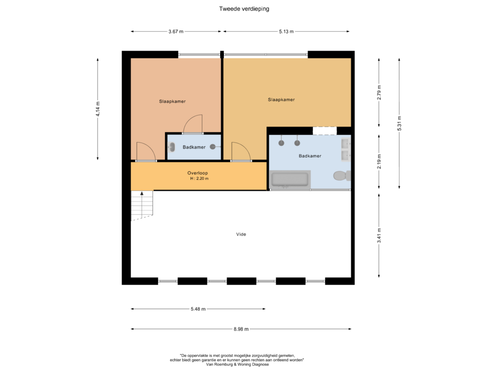 View floorplan of Tweede verdieping of Tweede Oosterparkstraat 209-B