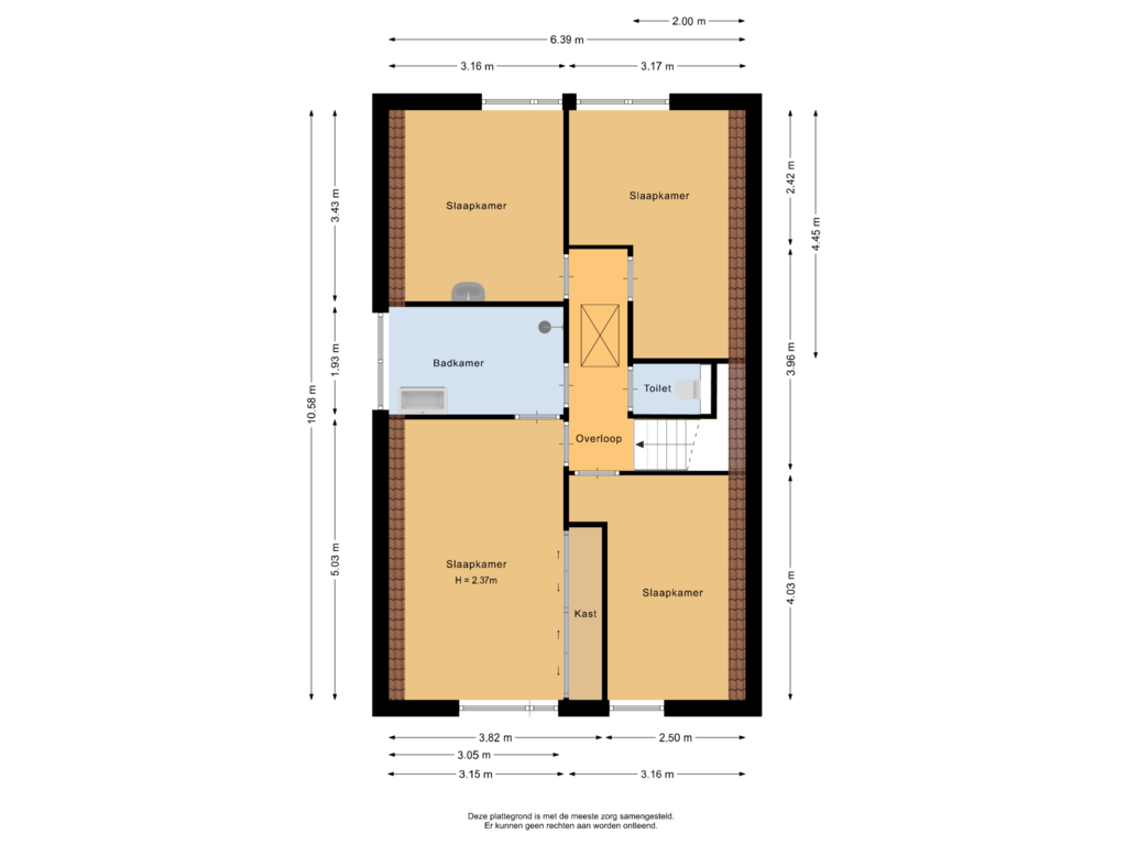 View floorplan of Eerste verdieping of Dabbestraat 65