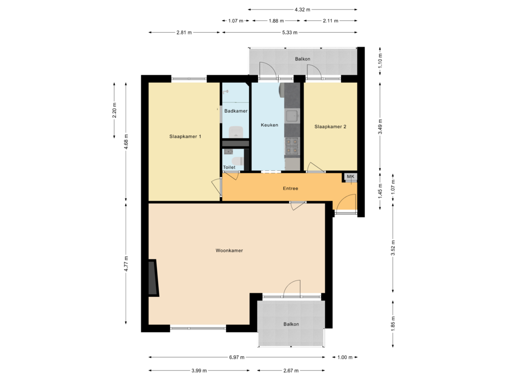 View floorplan of Appartement of Jeroen Boschlaan 185