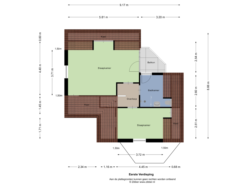 View floorplan of Eerste verdieping of Tjaskermolen 31