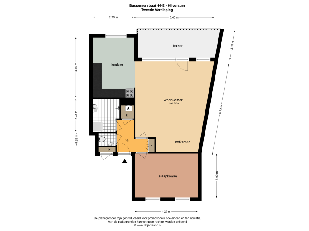 View floorplan of Tweede Verdieping of Bussumerstraat 44-E