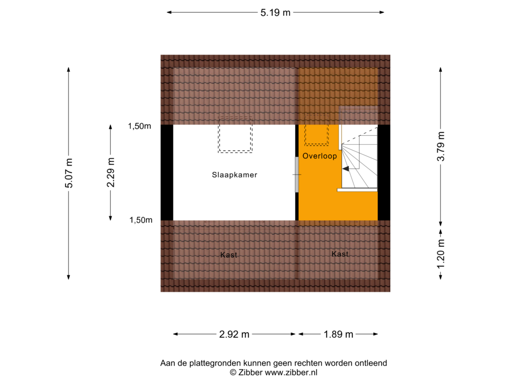 Bekijk plattegrond van Zolder van Prins Clausstraat 16