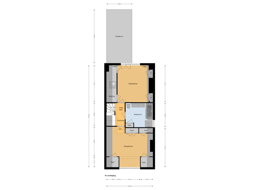 View floorplan of 4e verdieping of Amstel 157-3