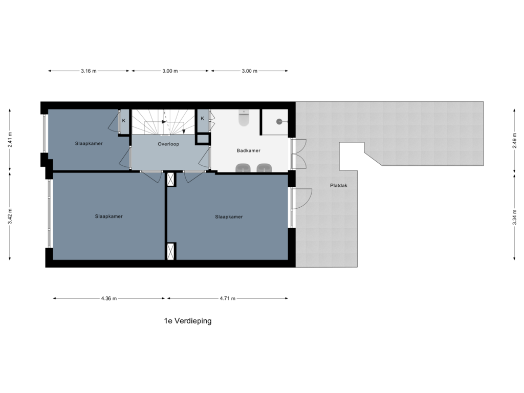 Bekijk plattegrond van 1e Verdieping van Wierdensestraat 82