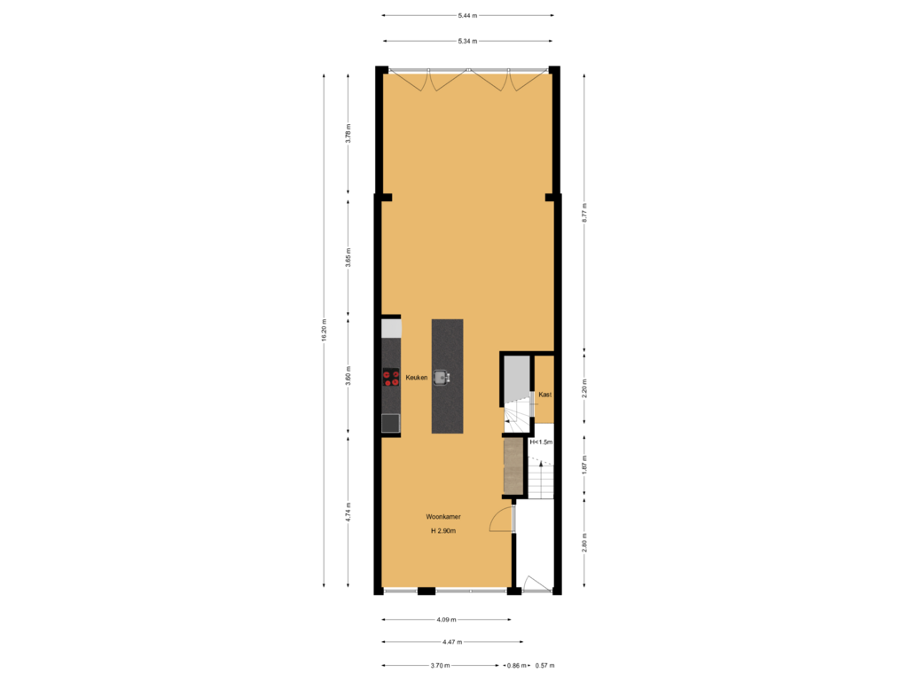 Bekijk plattegrond van Begane grond van Kanaalstraat 120-H