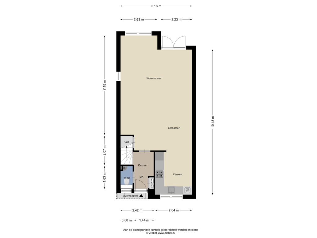 Bekijk plattegrond van Begane Grond van Buizerderf 63