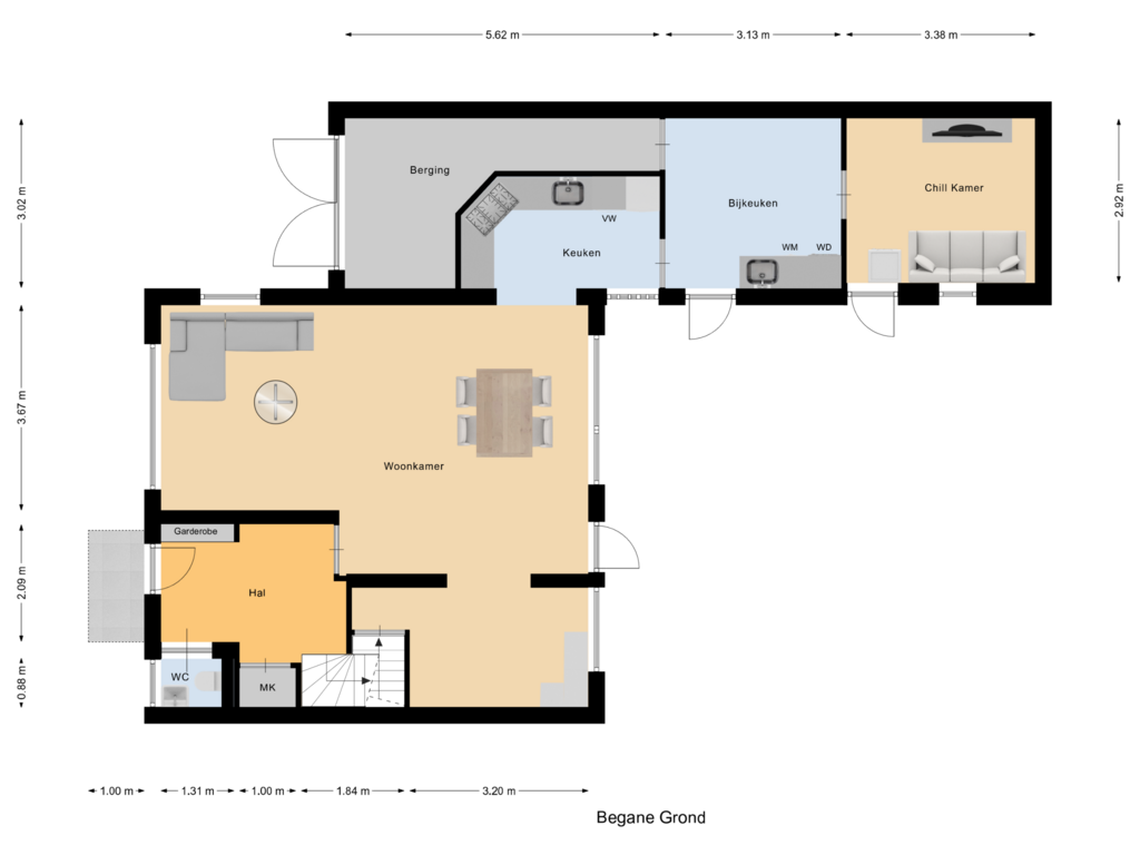 View floorplan of Begane Grond of Populierstraat 17