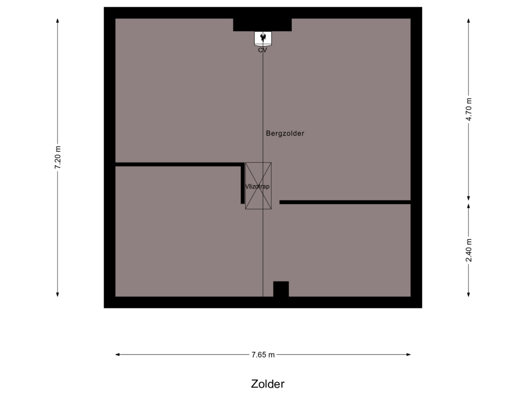 View floorplan of Zolder of Populierstraat 17