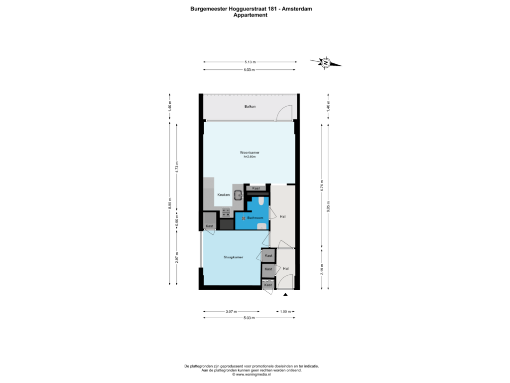 Bekijk plattegrond van Appartement van Burgemeester Hogguerstraat 181