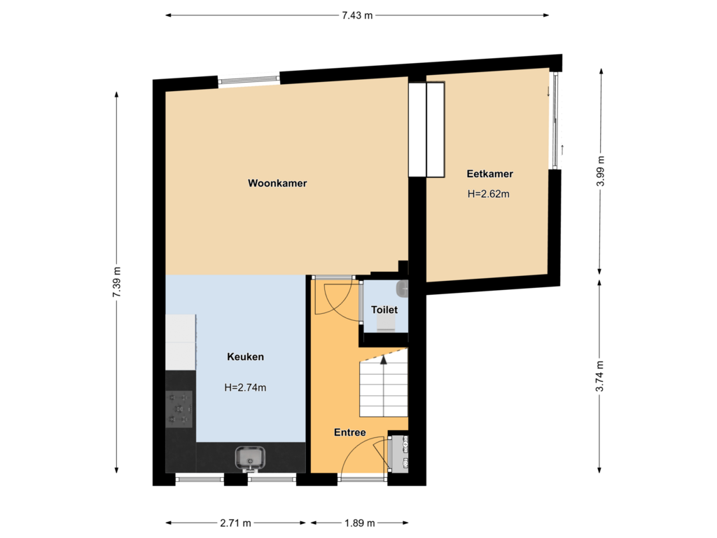 Bekijk plattegrond van Begane grond van Blokhuis 15