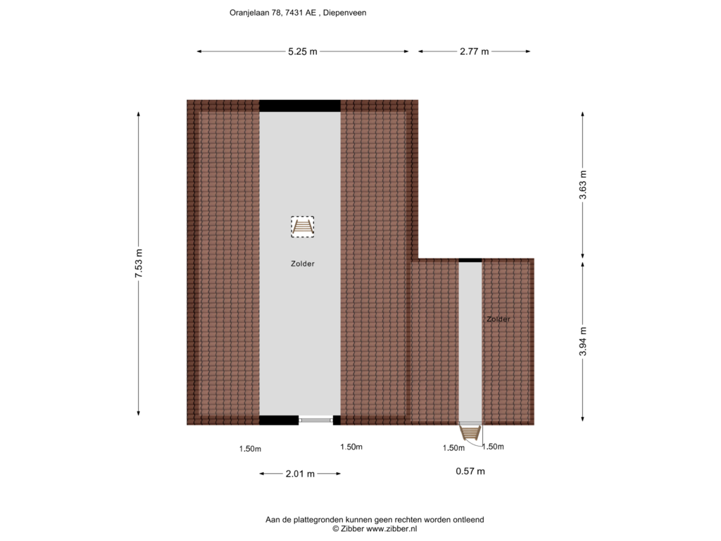 View floorplan of Zolder of Oranjelaan 78