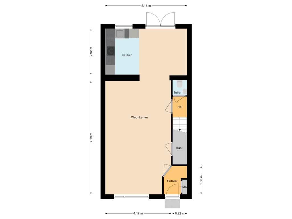 Bekijk plattegrond van Begane grond van Clausstraat 16