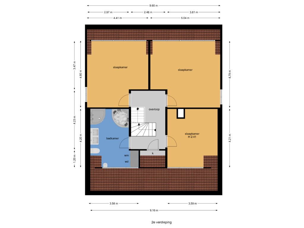 View floorplan of 2e verdieping of Verlengde Kerkeboslaan 8