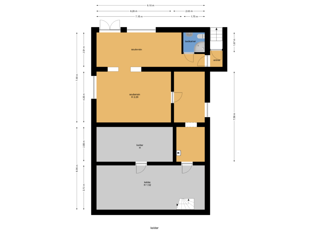 View floorplan of kelder of Verlengde Kerkeboslaan 8