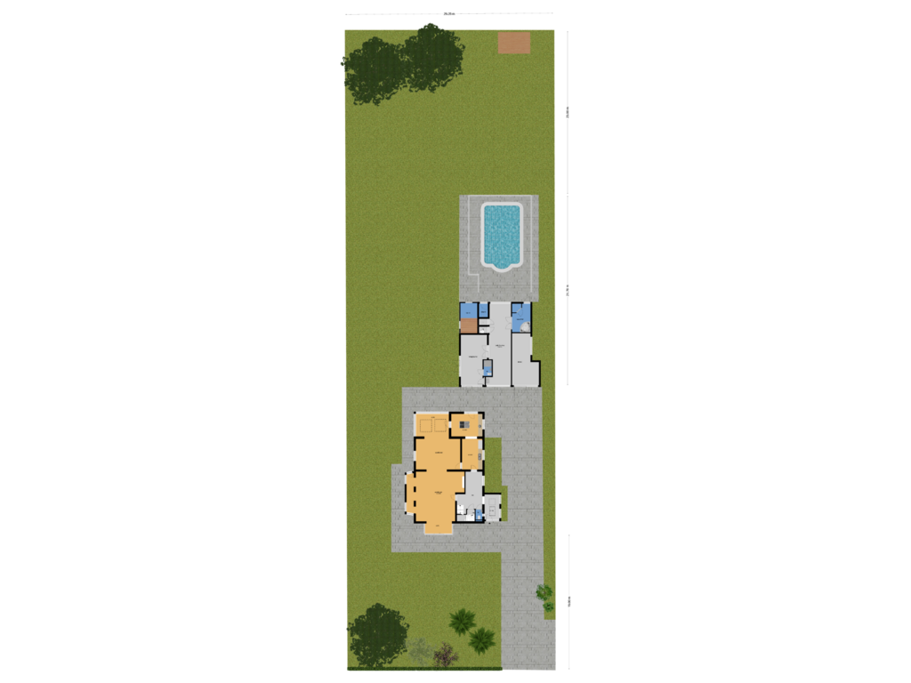 View floorplan of begane grond en tuin of Verlengde Kerkeboslaan 8