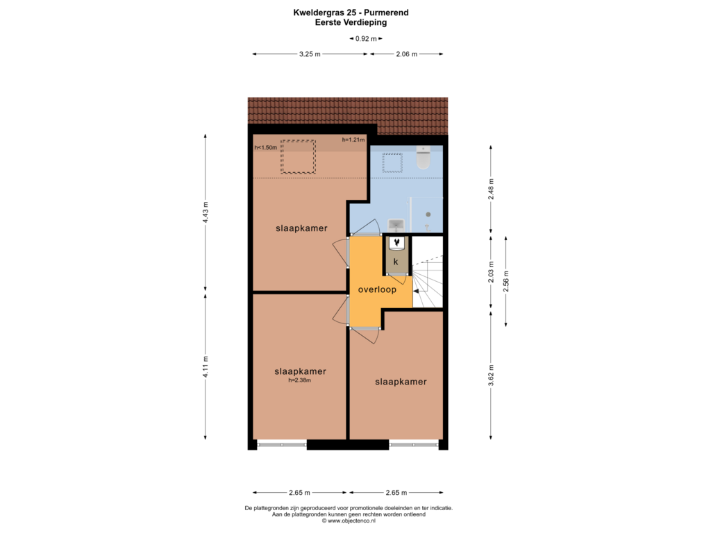 Bekijk plattegrond van EERSTE VERDIEPING van Kweldergras 25