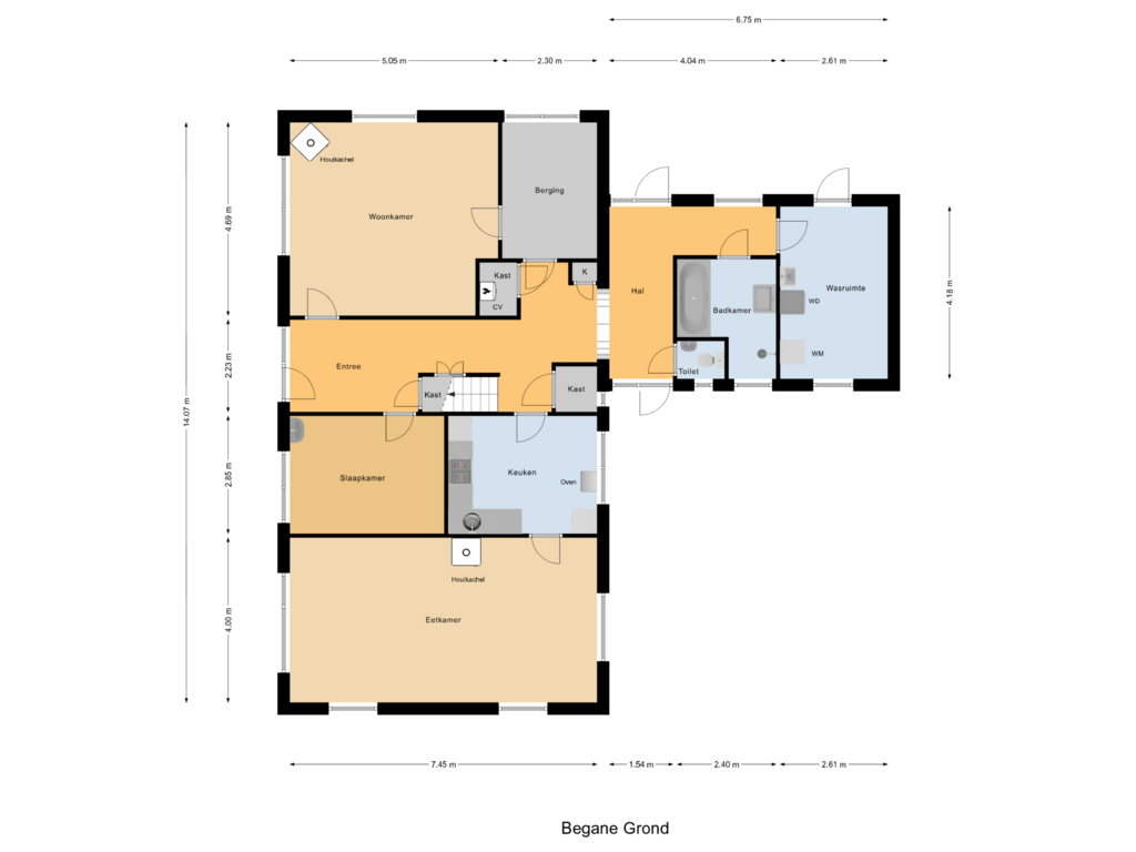 Bekijk plattegrond van Begane Grond van Middelerstraat 11