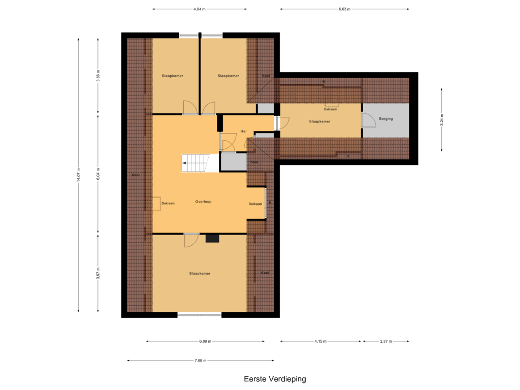 Bekijk plattegrond van Eerste Verdieping van Middelerstraat 11