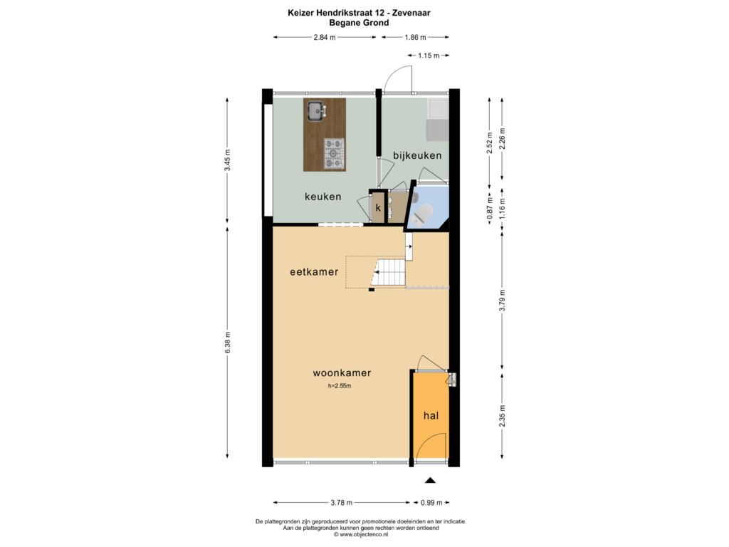 Bekijk plattegrond van Begane Grond van Keizer Hendrikstraat 12