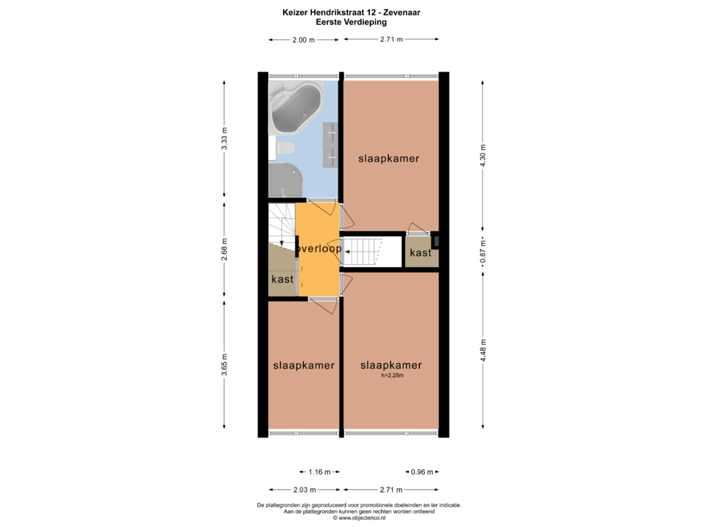 Bekijk plattegrond van Eerste Verdieping van Keizer Hendrikstraat 12