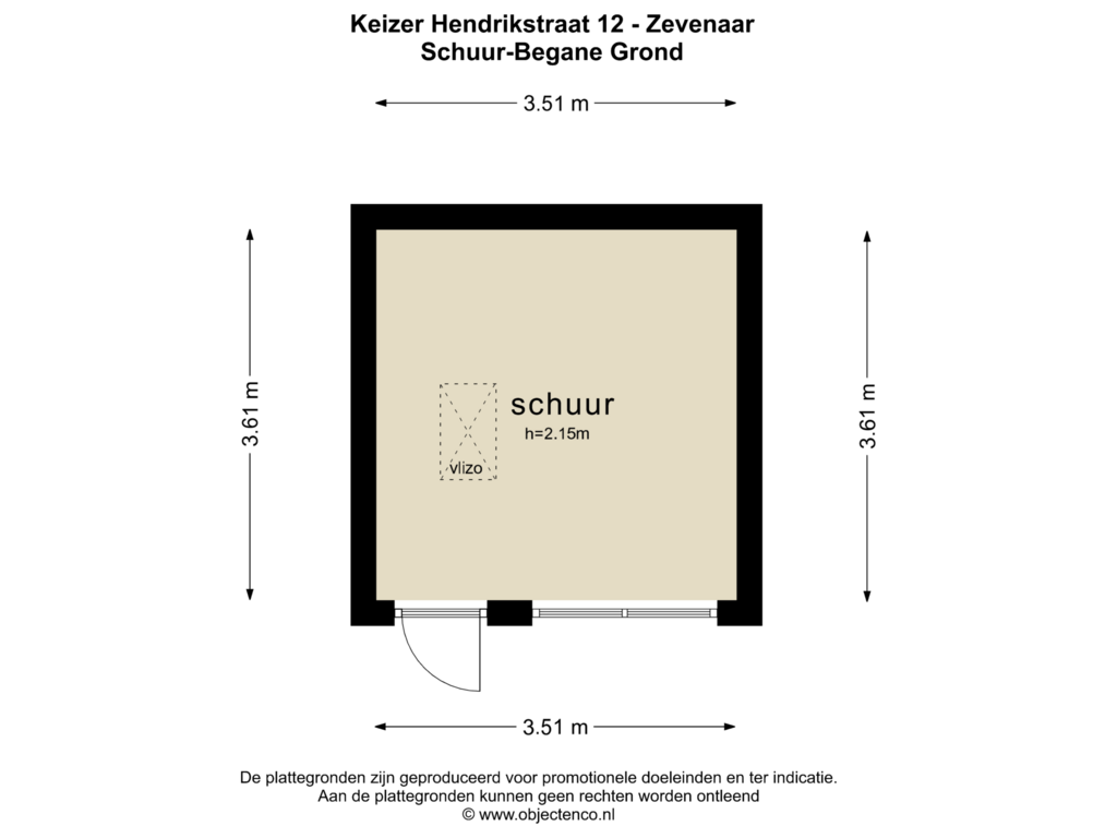 Bekijk plattegrond van Schuur-Begane Grond van Keizer Hendrikstraat 12