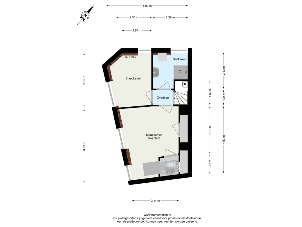 View floorplan of Verdieping  2 of Rozenlaan 15-B