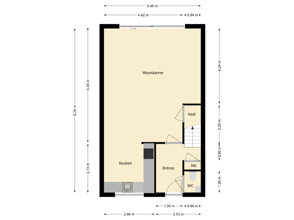 View floorplan of begane grond of Slotlaan 39