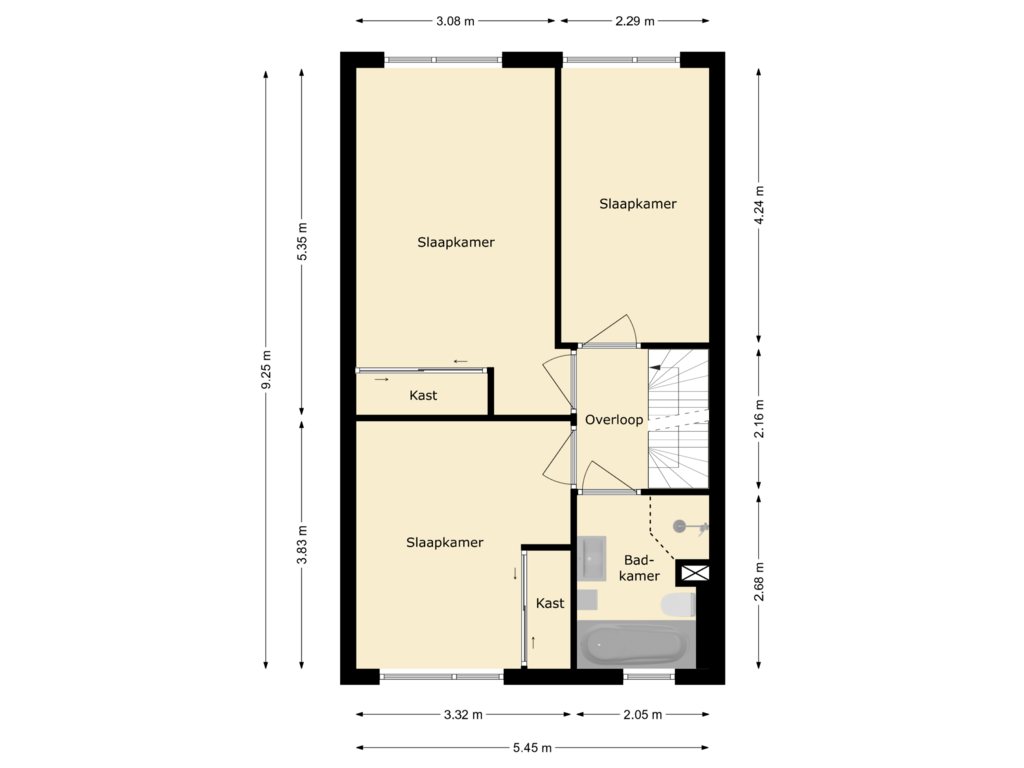 View floorplan of eerste verdieping of Slotlaan 39