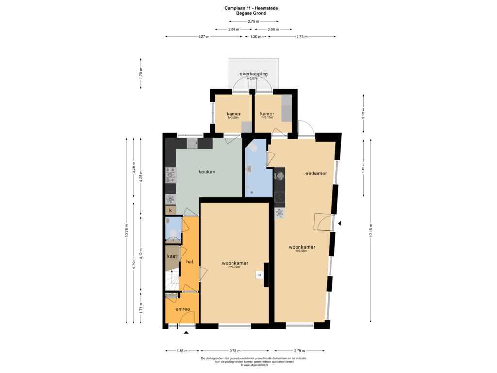 Bekijk plattegrond van BEGANE GROND van Camplaan 11